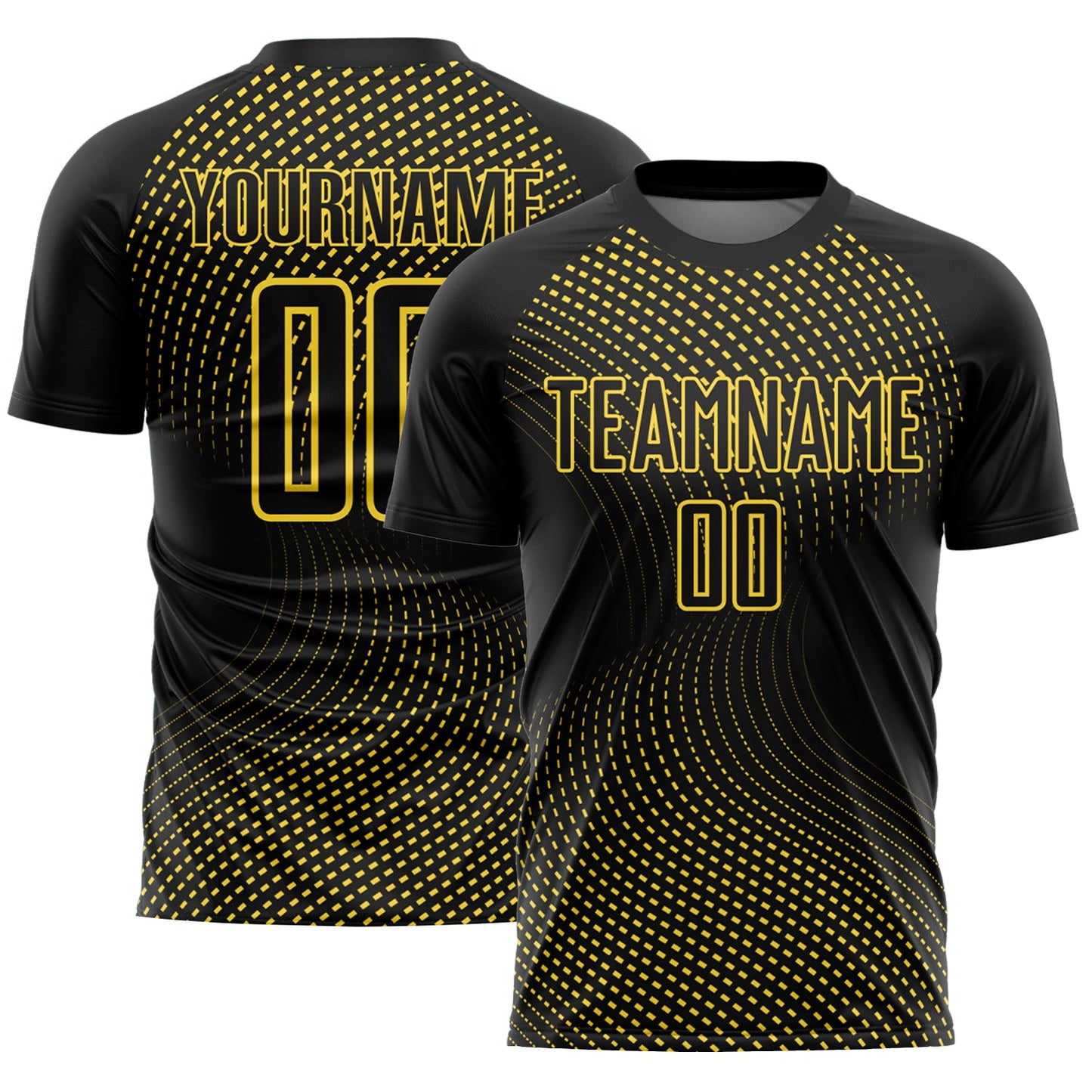 Custom Black Yellow Geometric Lines Sublimation Soccer Uniform Jersey - Sky-Custom