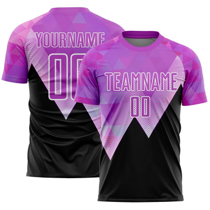 Custom Purple Black-White Geometric Pattern Sublimation Soccer Uniform Jersey - Sky-Custom
