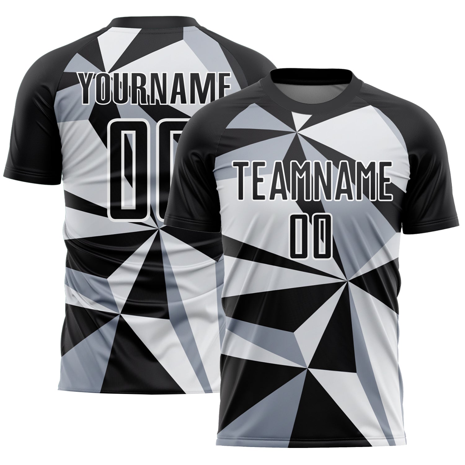 Custom Black White Geometric Pattern Sublimation Soccer Uniform Jersey - Sky-Custom