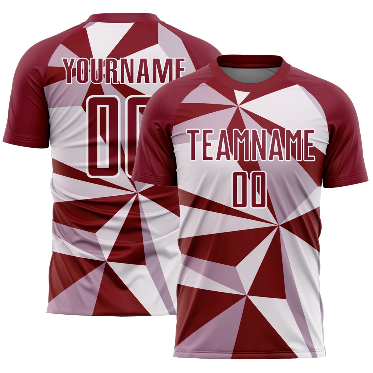 Custom Crimson White Geometric Pattern Sublimation Soccer Uniform Jersey - Sky-Custom