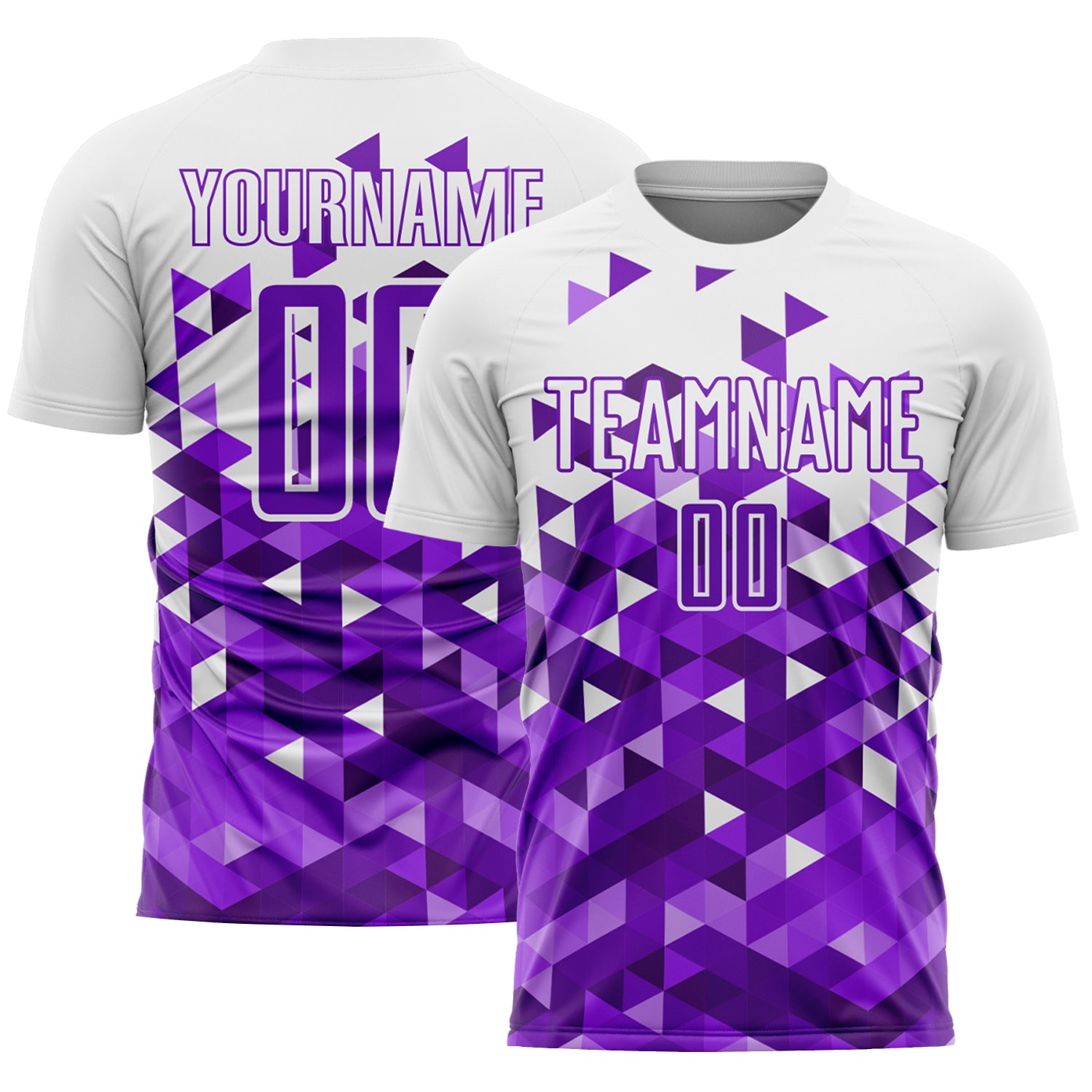 Custom Purple White Geometric Pattern Sublimation Soccer Uniform Jersey - Sky-Custom