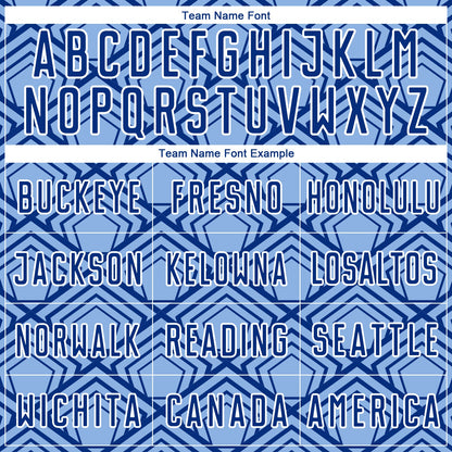 Custom Light Blue Royal-White Geometric Pattern Sublimation Soccer Uniform Jersey - Sky-Custom