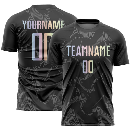 Custom Black Gradient-Gray Curve Lines Sublimation Soccer Uniform Jersey - Sky-Custom