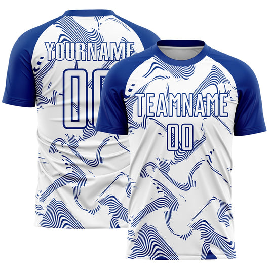 Custom White Royal Curve Lines Sublimation Soccer Uniform Jersey - Sky-Custom