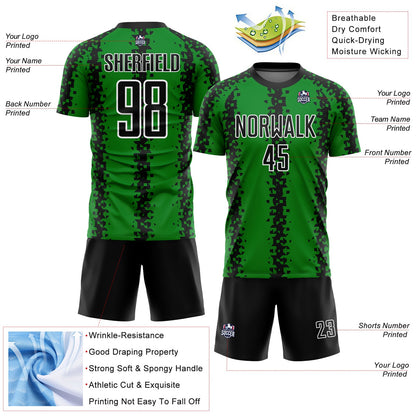 Custom Grass Green Black-White Abstract Geometric Pattern Sublimation Soccer Uniform Jersey - Sky-Custom