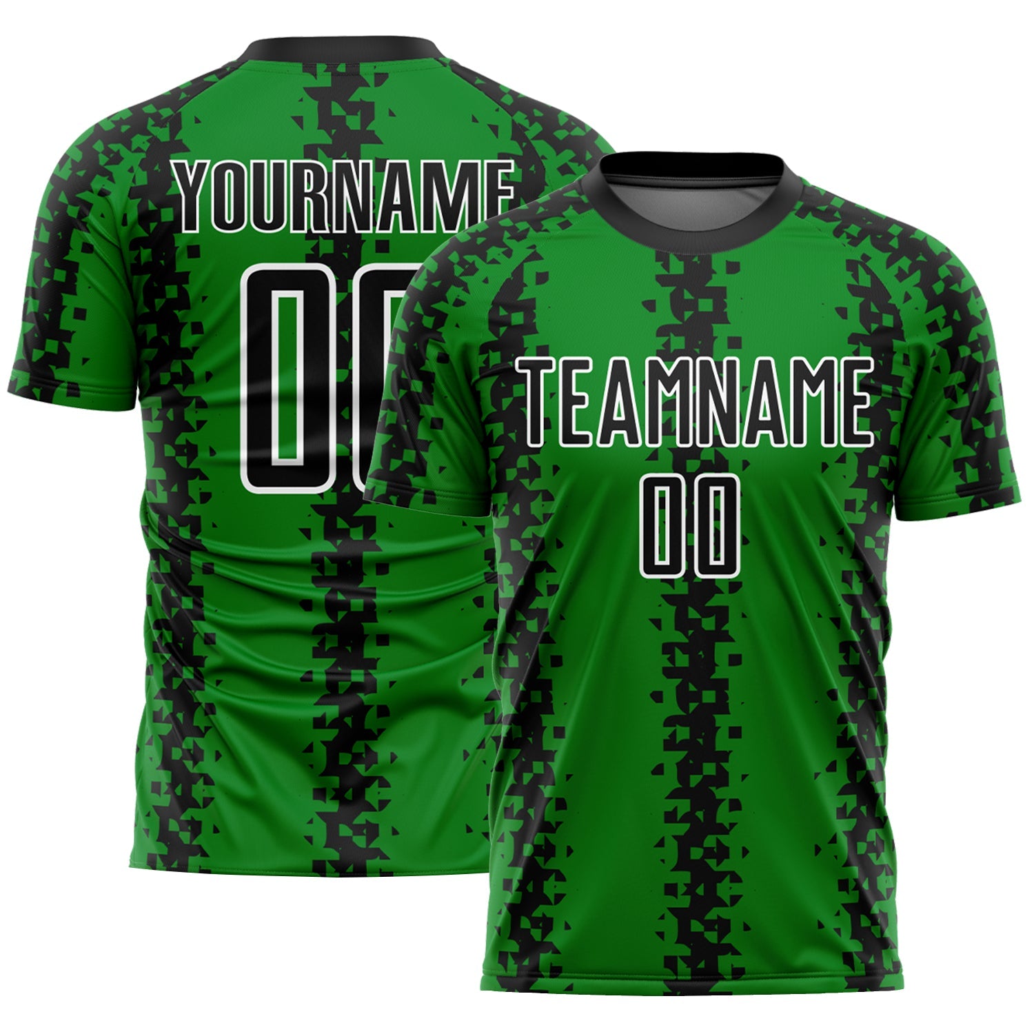 Custom Grass Green Black-White Abstract Geometric Pattern Sublimation Soccer Uniform Jersey - Sky-Custom