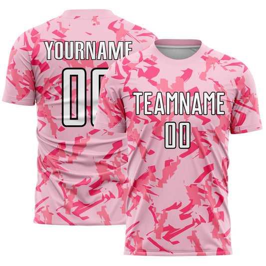 Custom Light Pink Black-Pink Abstract Geometric Pattern Sublimation Soccer Uniform Jersey - Sky-Custom