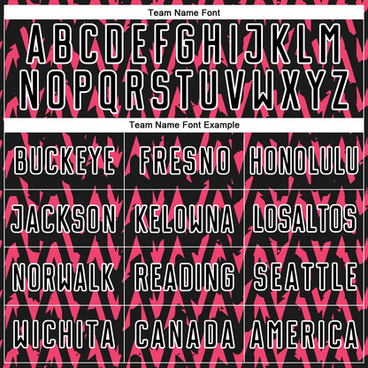 Custom Black Hot Pink-White Abstract Geometric Pattern Sublimation Soccer Uniform Jersey - Sky-Custom