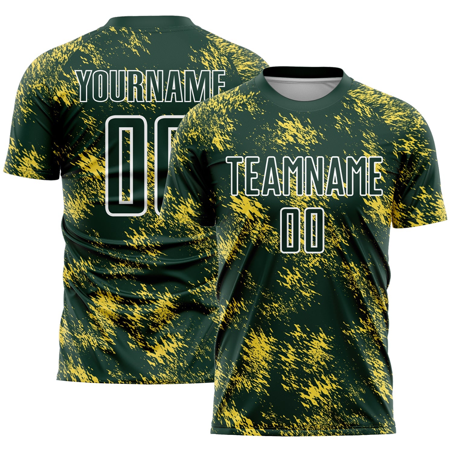 Custom Green Gold-White Abstract Grunge Art Sublimation Soccer Uniform Jersey - Sky-Custom