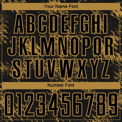 Custom Black Old Gold Abstract Grunge Art Sublimation Soccer Uniform Jersey - Sky-Custom