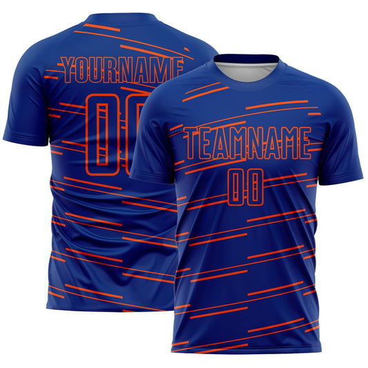 Custom Royal Orange Lines Sublimation Soccer Uniform Jersey - Sky-Custom