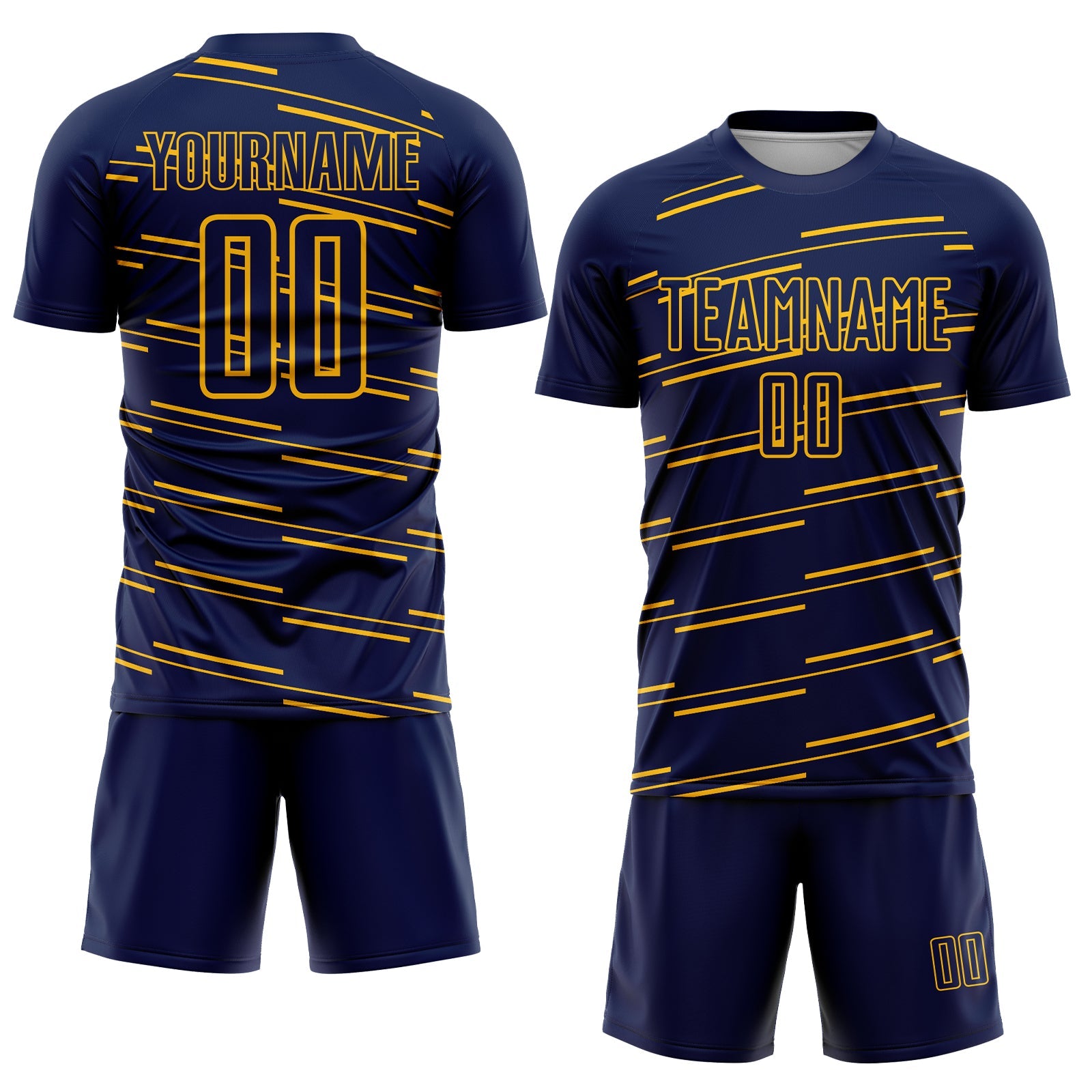 Custom Navy Yellow Lines Sublimation Soccer Uniform Jersey - Sky-Custom