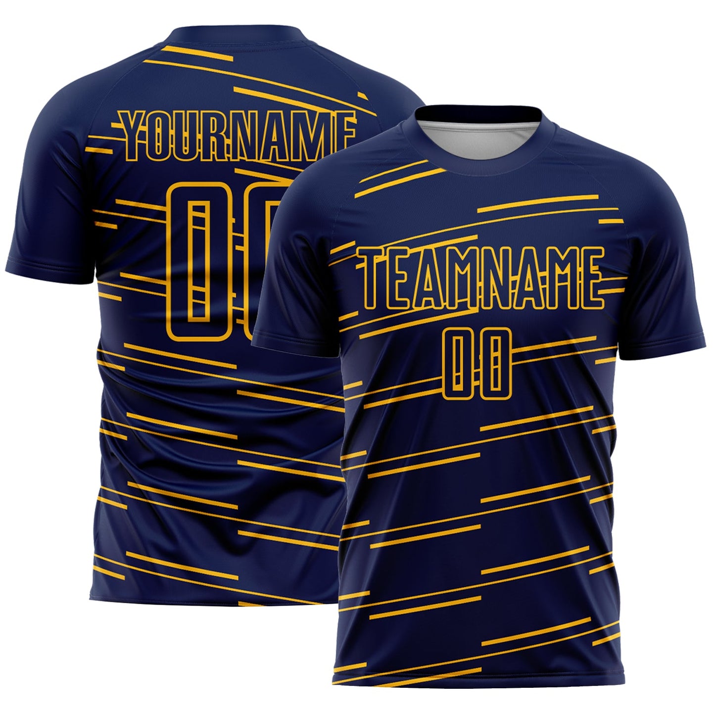 Custom Navy Yellow Lines Sublimation Soccer Uniform Jersey - Sky-Custom