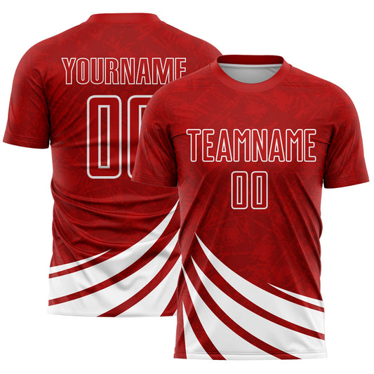 Custom Red White Wind Shapes Sublimation Soccer Uniform Jersey - Sky-Custom
