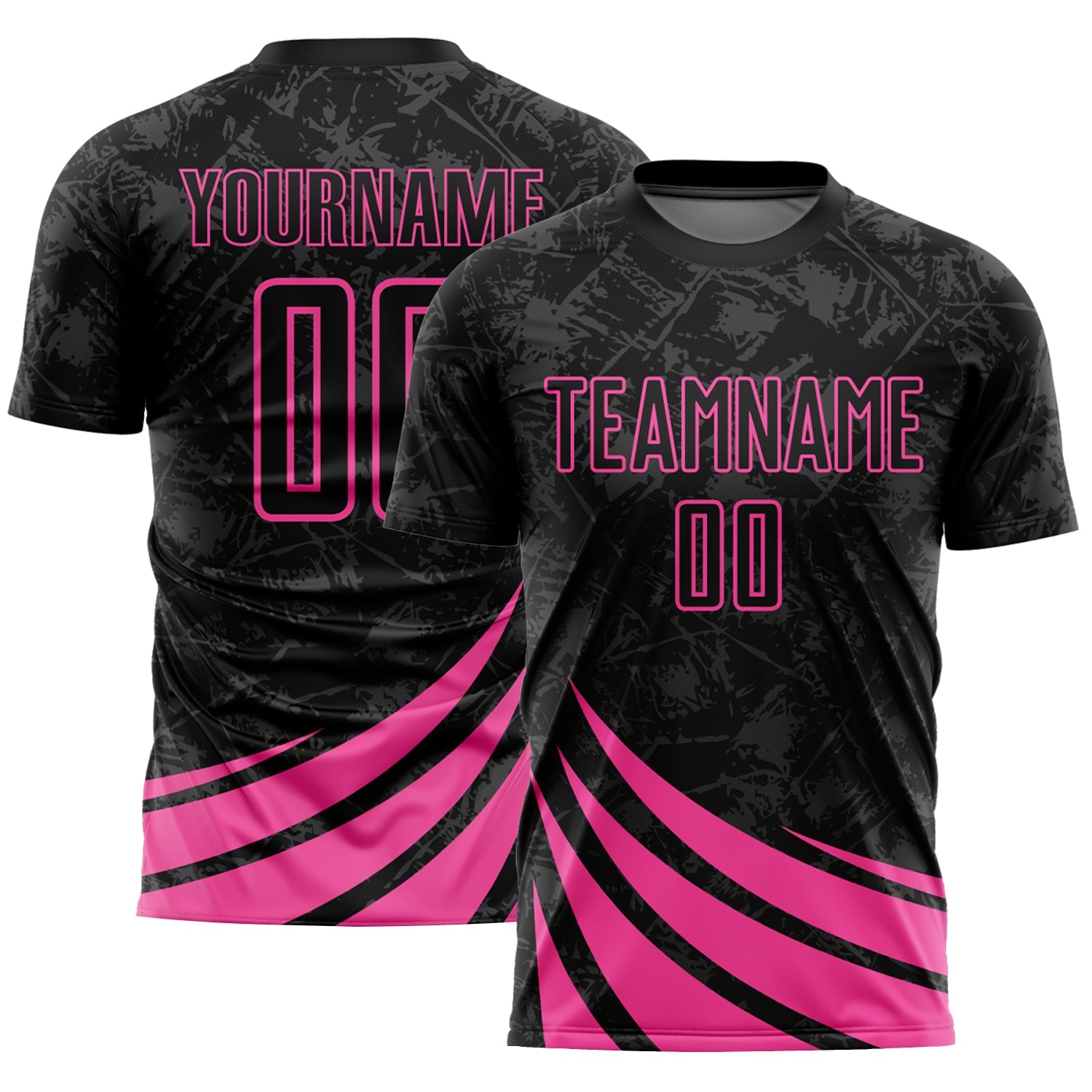 Custom Black Pink Wind Shapes Sublimation Soccer Uniform Jersey - Sky-Custom