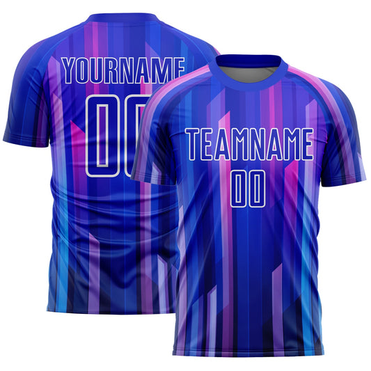 Custom Royal Pink-White Abstract Lines Sublimation Soccer Uniform Jersey - Sky-Custom