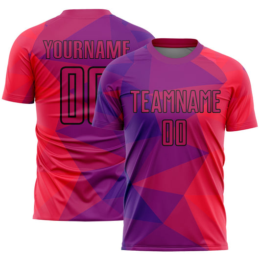 Custom Purple Red-Black Geometric Shapes Sublimation Soccer Uniform Jersey - Sky-Custom