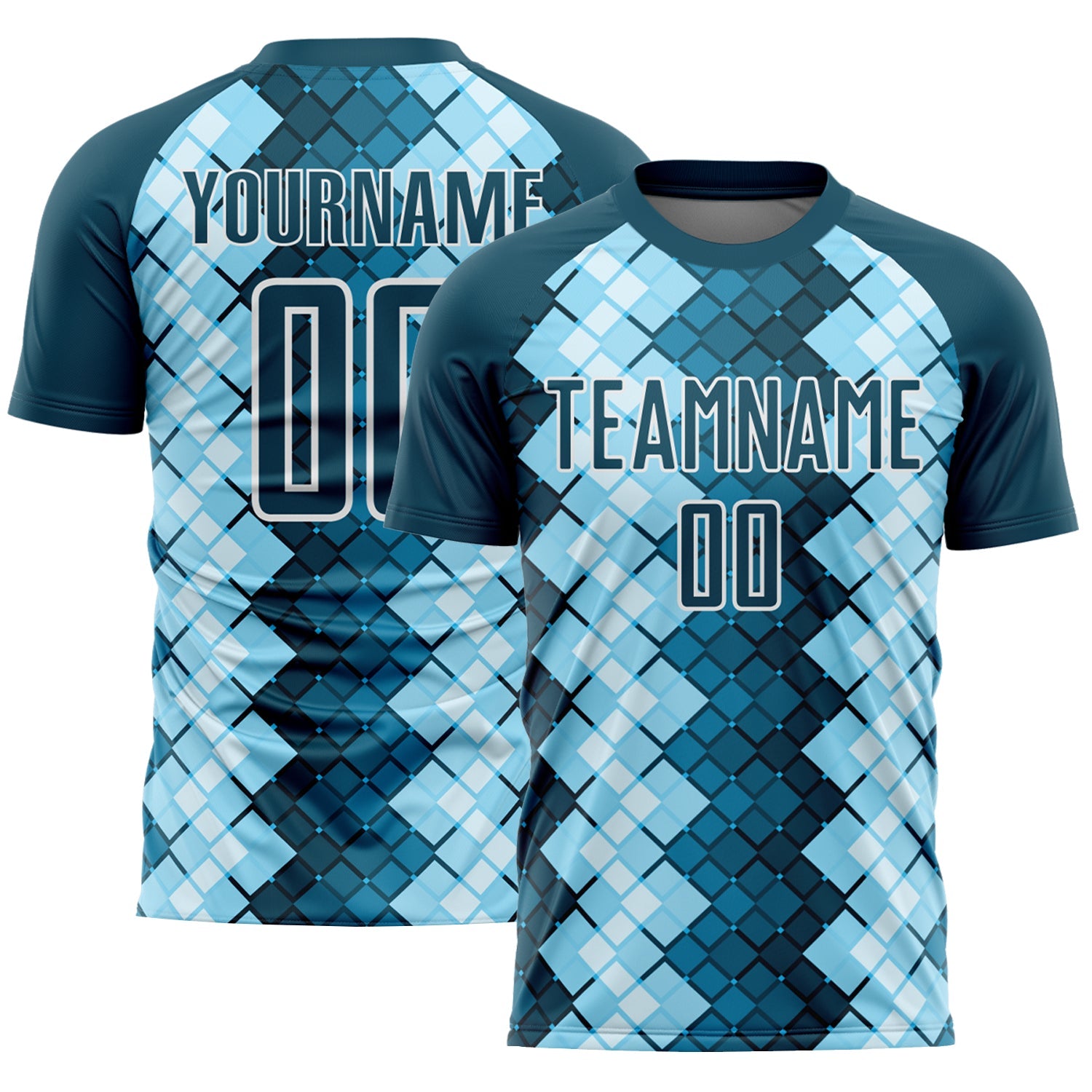 Custom US Navy Blue White Geometric Shapes Sublimation Soccer Uniform Jersey - Sky-Custom