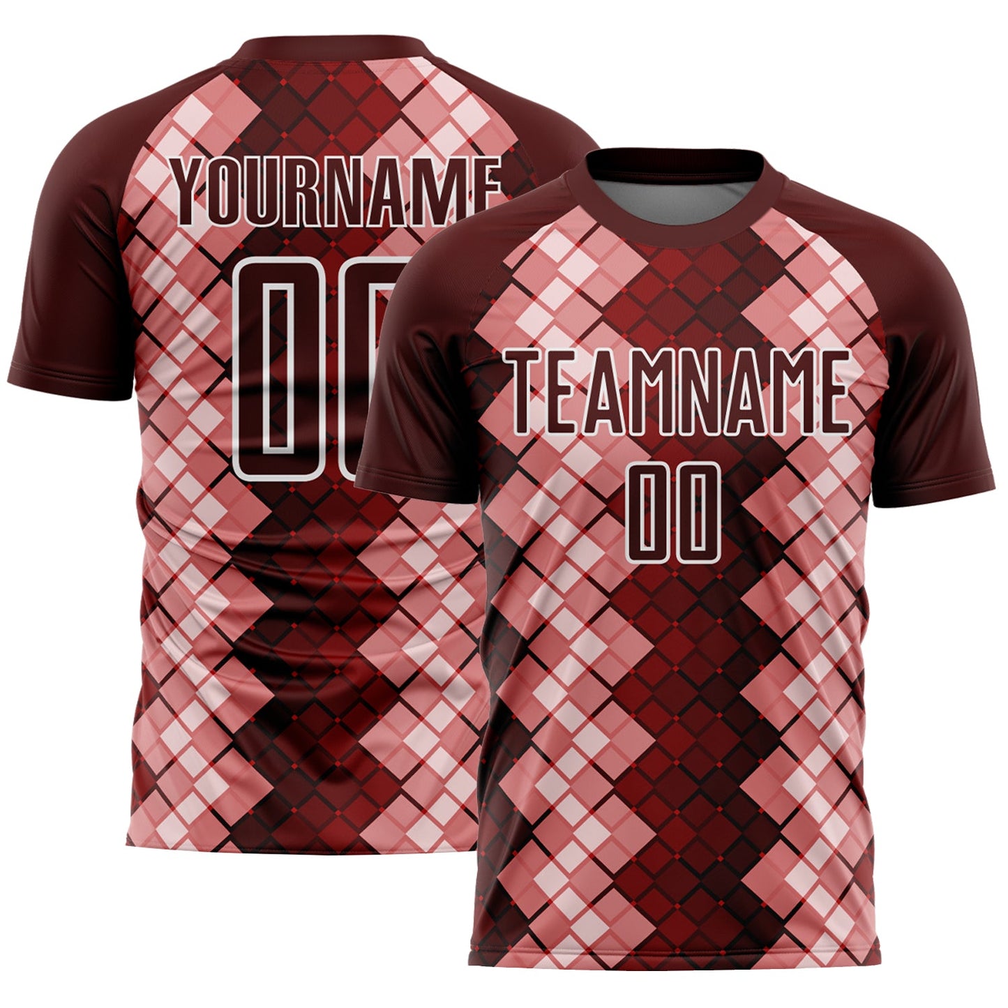 Custom Burgundy White Geometric Shapes Sublimation Soccer Uniform Jersey - Sky-Custom