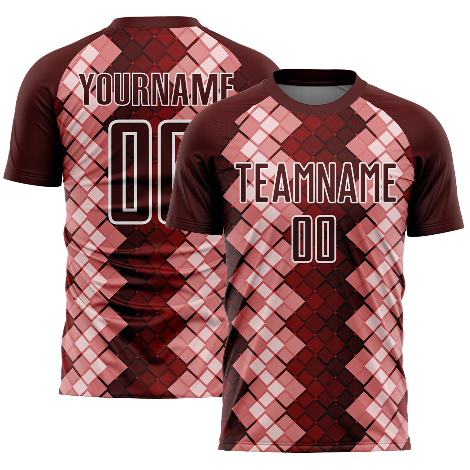 Custom Burgundy White Geometric Shapes Sublimation Soccer Uniform Jersey - Sky-Custom
