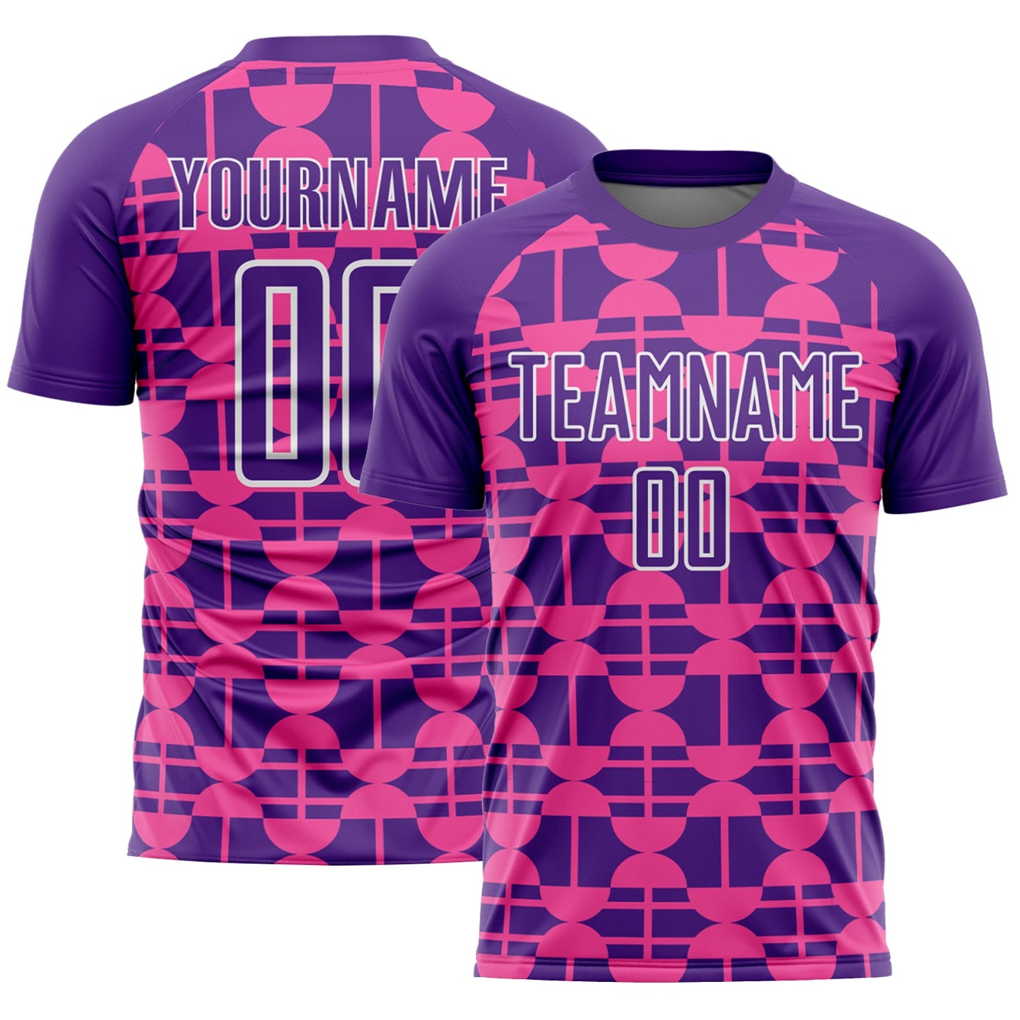 Custom Purple Pink-White Geometric Shapes Sublimation Soccer Uniform Jersey - Sky-Custom