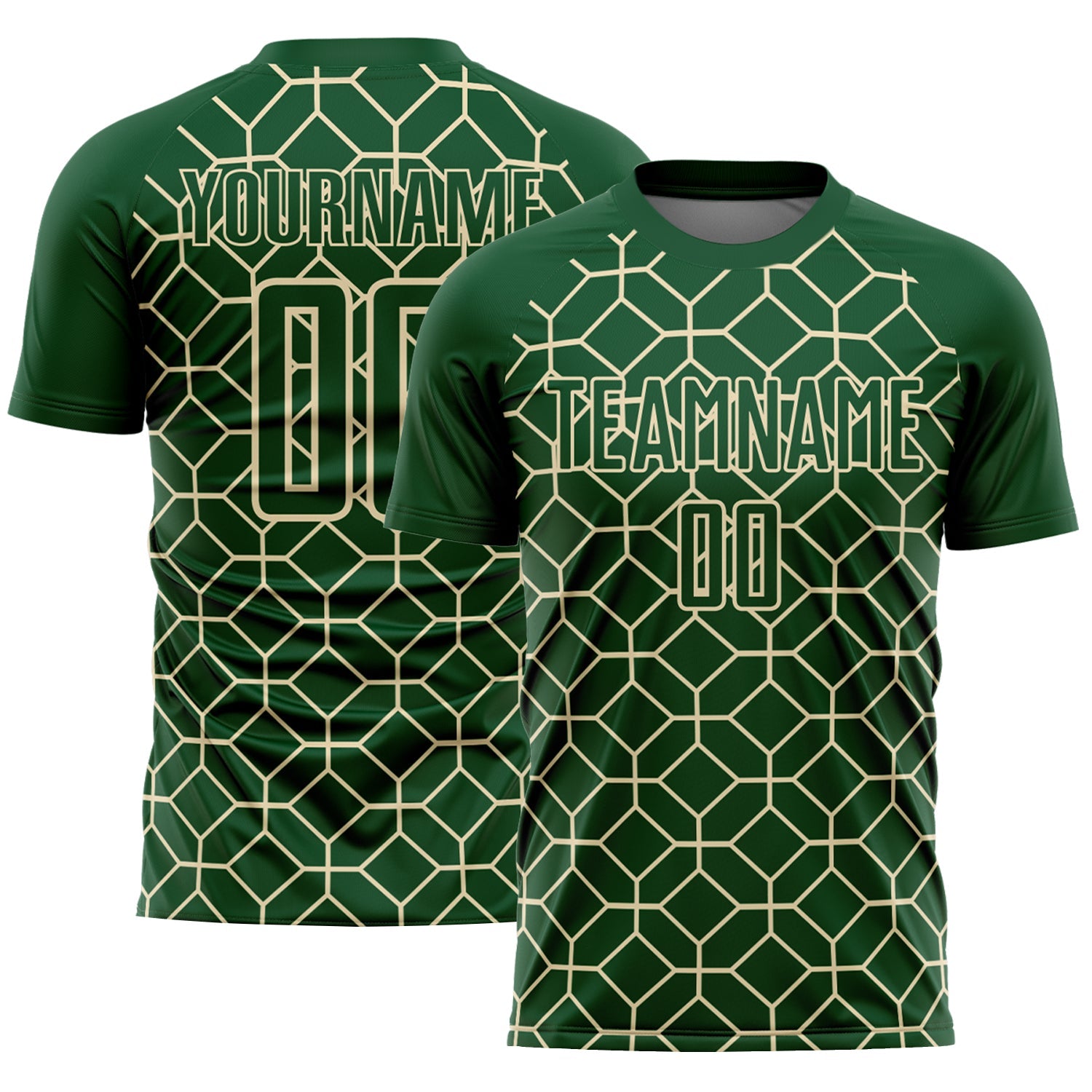 Custom Green City Cream Geometric Shapes Sublimation Soccer Uniform Jersey - Sky-Custom