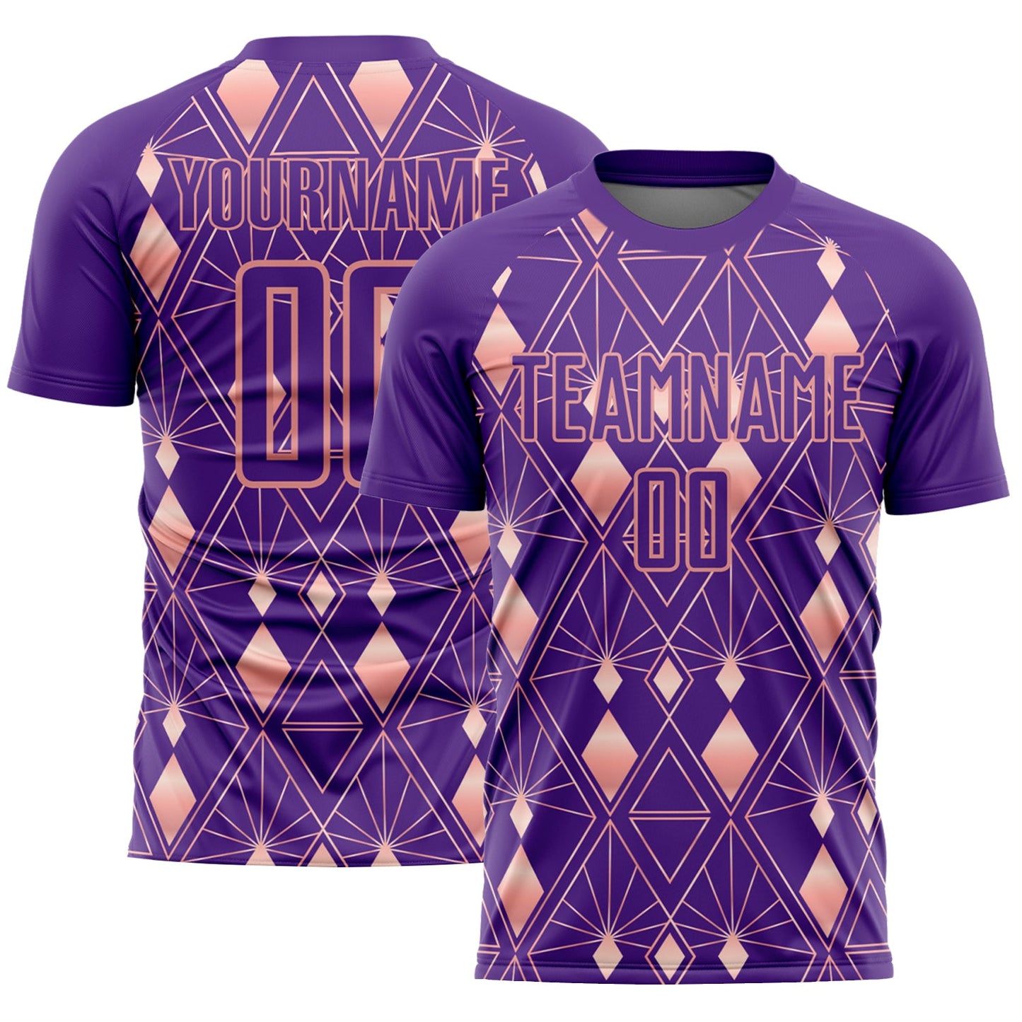 Custom Purple Light Pink Geometric Shapes Sublimation Soccer Uniform Jersey - Sky-Custom
