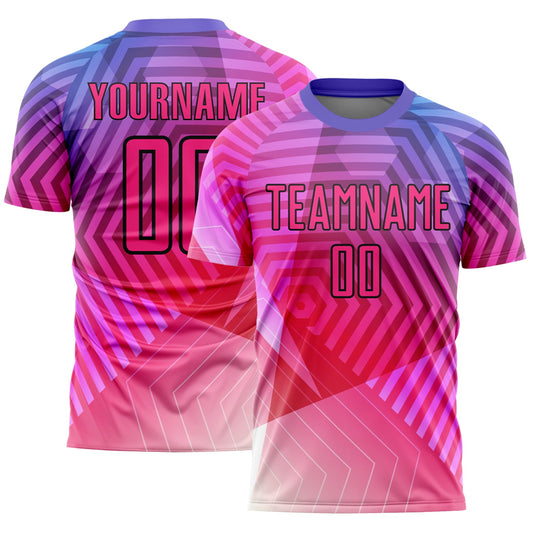 Custom Purple Pink-Black Geometric Shapes Sublimation Soccer Uniform Jersey - Sky-Custom