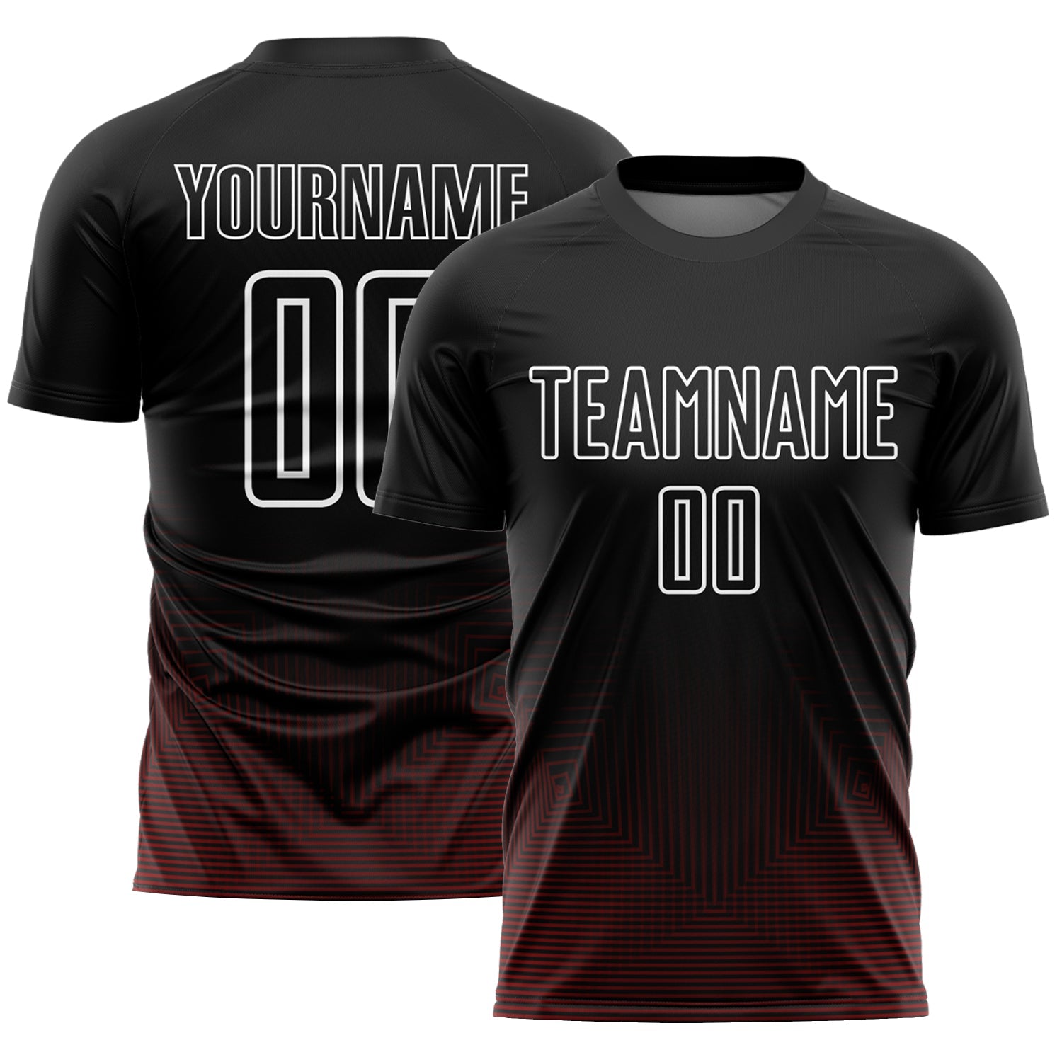 Custom Black Red-White Geometric Lines Sublimation Soccer Uniform Jersey - Sky-Custom