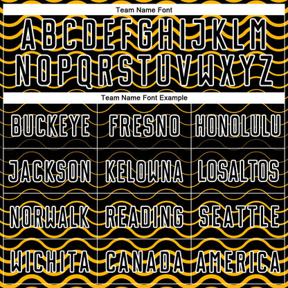 Custom Black Gold-White Geometric Lines Sublimation Soccer Uniform Jersey - Sky-Custom