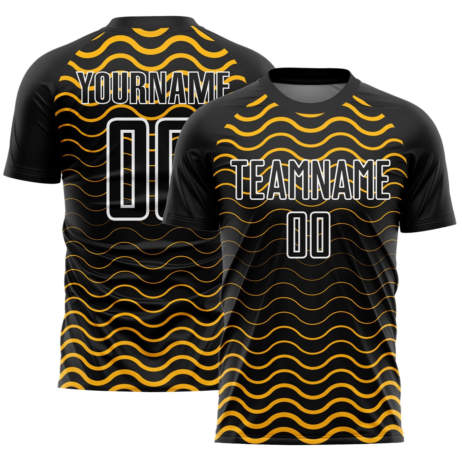 Custom Black Gold-White Geometric Lines Sublimation Soccer Uniform Jersey - Sky-Custom