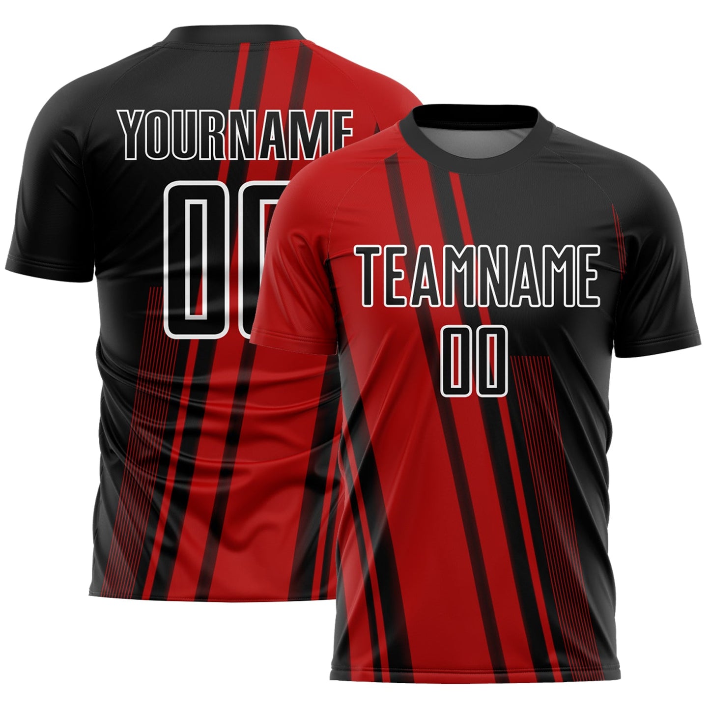 Custom Red Black-White Lines Sublimation Soccer Uniform Jersey - Sky-Custom