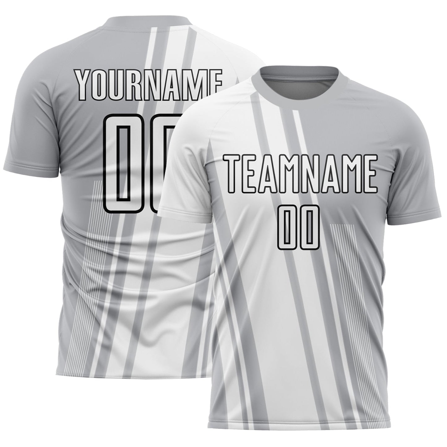 Custom Gray White-Black Lines Sublimation Soccer Uniform Jersey - Sky-Custom