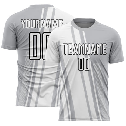 Custom Gray White-Black Lines Sublimation Soccer Uniform Jersey - Sky-Custom