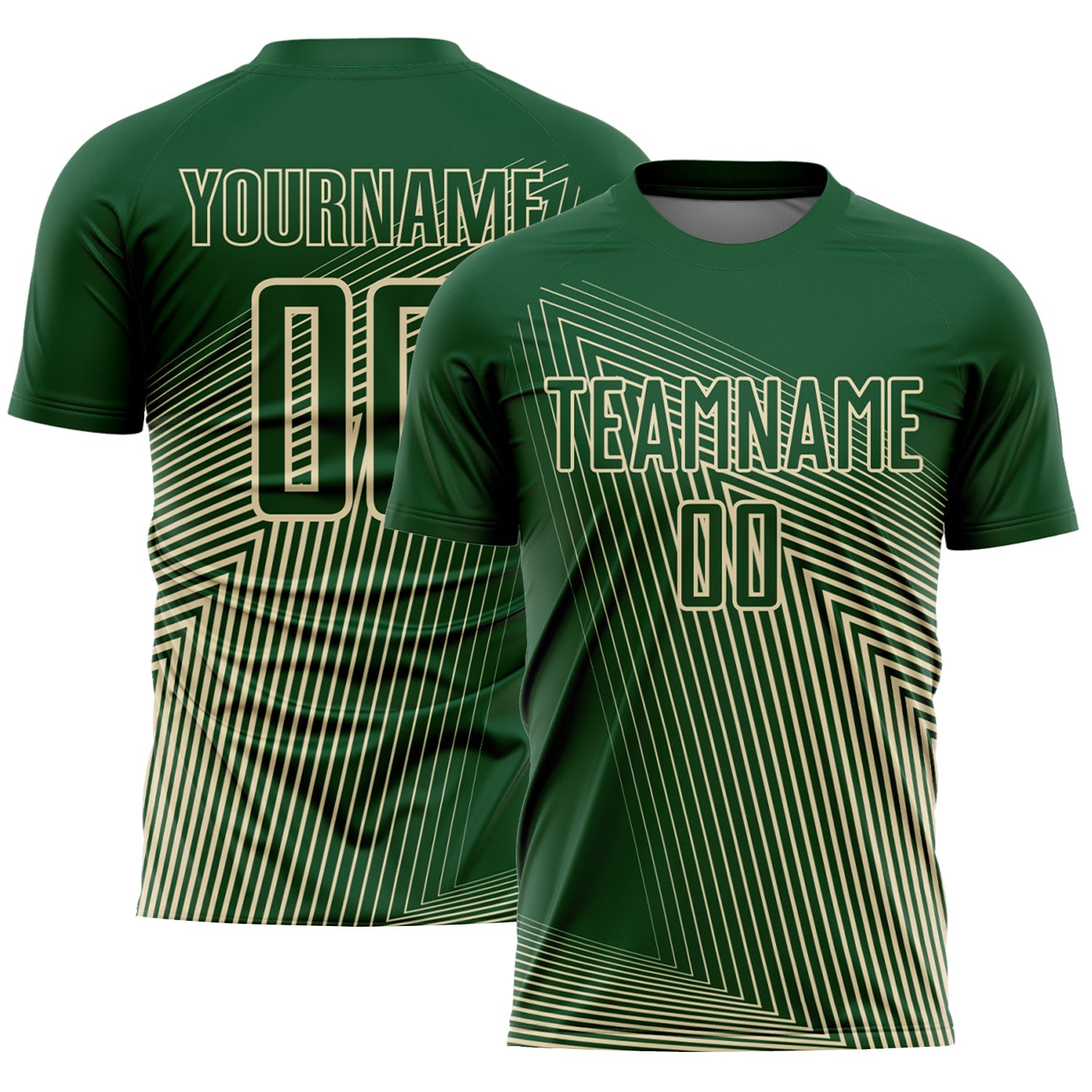 Custom Green Cream Lines Sublimation Soccer Uniform Jersey - Sky-Custom