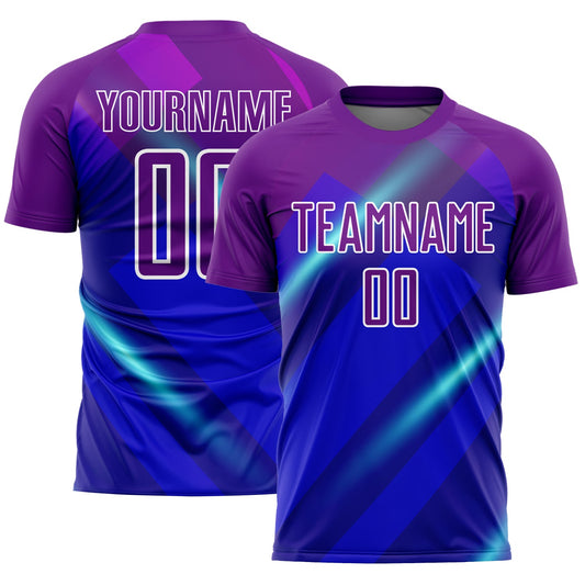 Custom Royal Purple-White Lines Sublimation Soccer Uniform Jersey - Sky-Custom