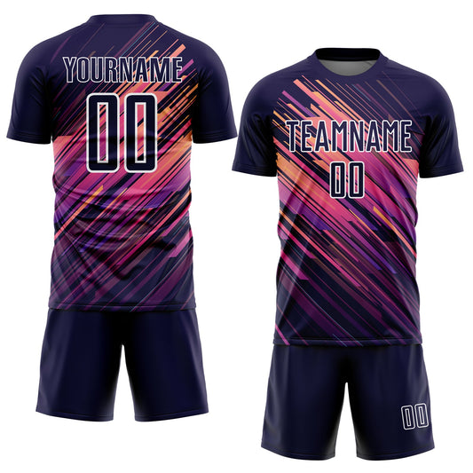 Custom Navy White Lines Sublimation Soccer Uniform Jersey - Sky-Custom