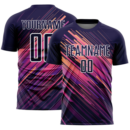 Custom Navy White Lines Sublimation Soccer Uniform Jersey - Sky-Custom