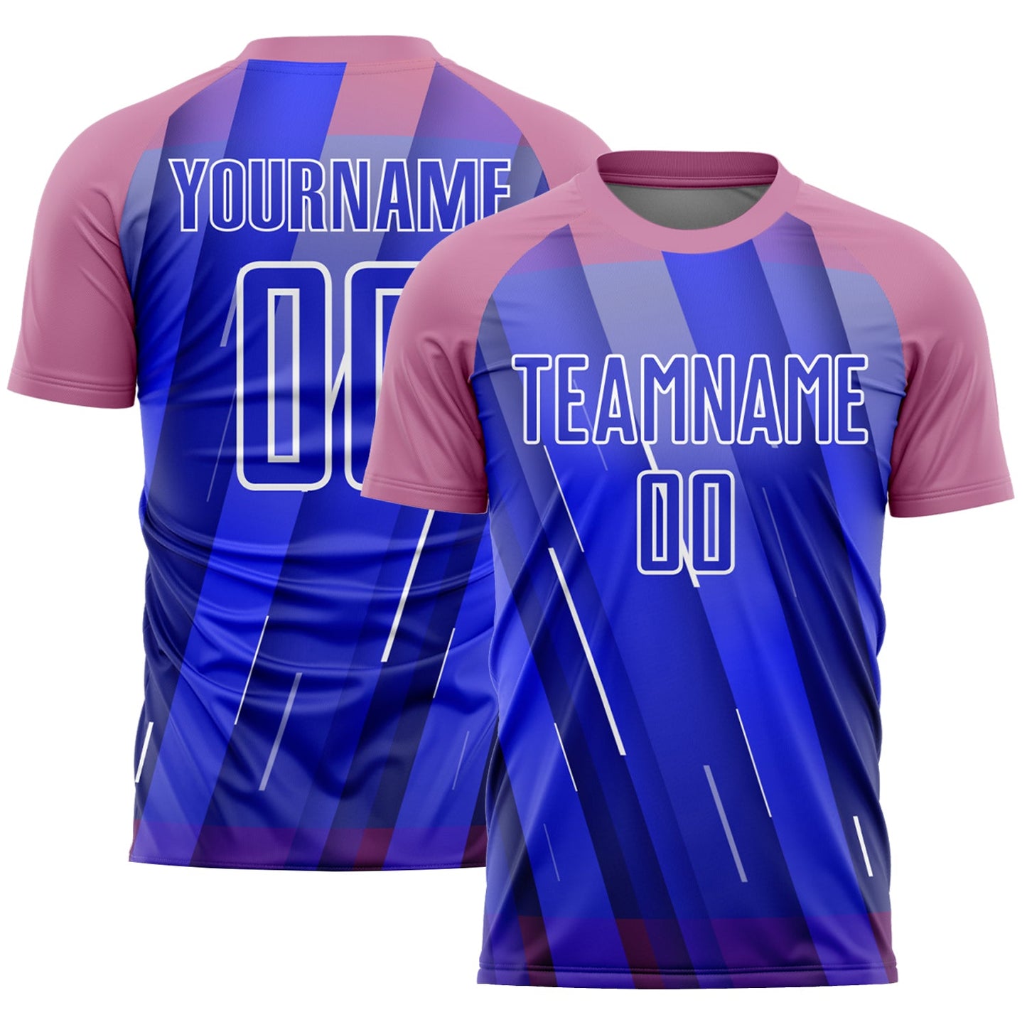 Custom Royal Medium Pink-White Lines Sublimation Soccer Uniform Jersey - Sky-Custom