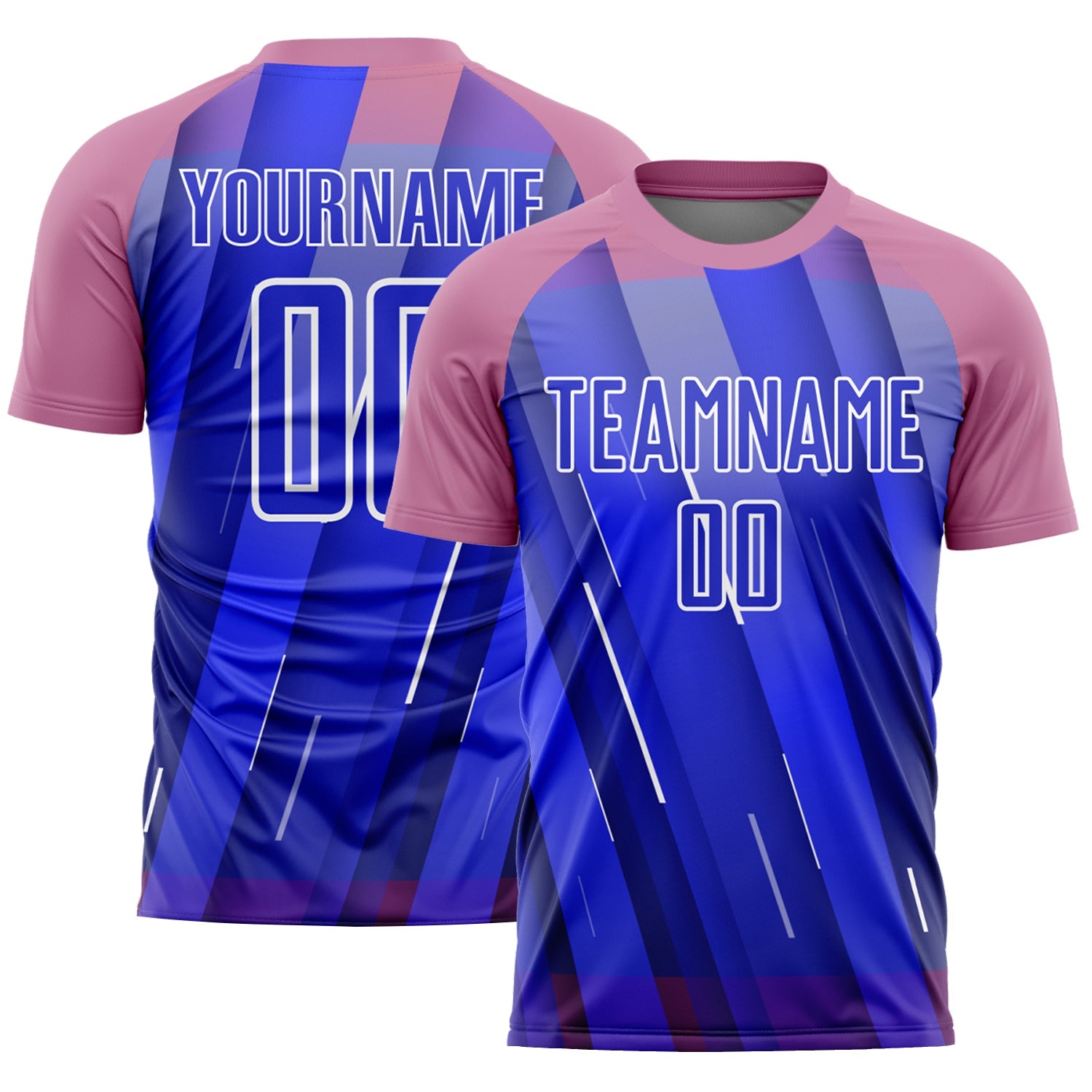 Custom Royal Medium Pink-White Lines Sublimation Soccer Uniform Jersey - Sky-Custom