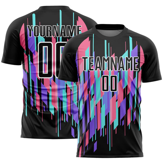 Custom Black White Geometric Shapes Sublimation Soccer Uniform Jersey - Sky-Custom