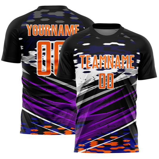 Custom Black Bay Orange-White Lines Sublimation Soccer Uniform Jersey - Sky-Custom