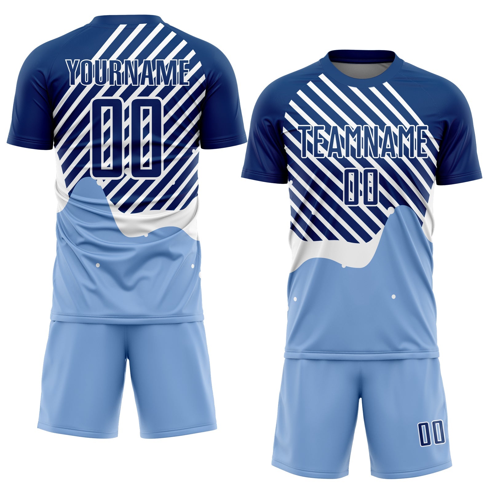 Custom Light Blue Royal-White Lines Sublimation Soccer Uniform Jersey - Sky-Custom