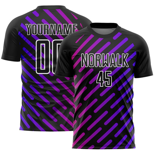 Custom Black Purple-Pink Lines Sublimation Soccer Uniform Jersey - Sky-Custom