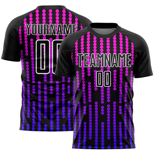 Custom Black Purple-Pink Lines Sublimation Soccer Uniform Jersey - Sky-Custom