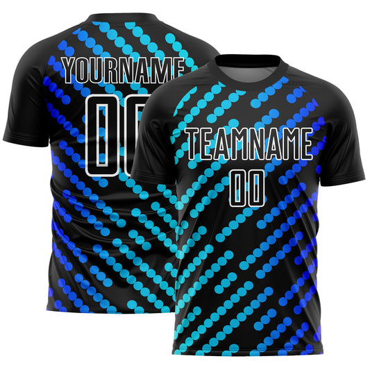 Custom Black Sky Blue-Royal Lines Sublimation Soccer Uniform Jersey - Sky-Custom