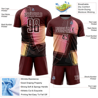 Custom Crimson White Geometric Shapes Sublimation Soccer Uniform Jersey - Sky-Custom