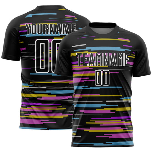 Custom Black White Lines Sublimation Soccer Uniform Jersey - Sky-Custom
