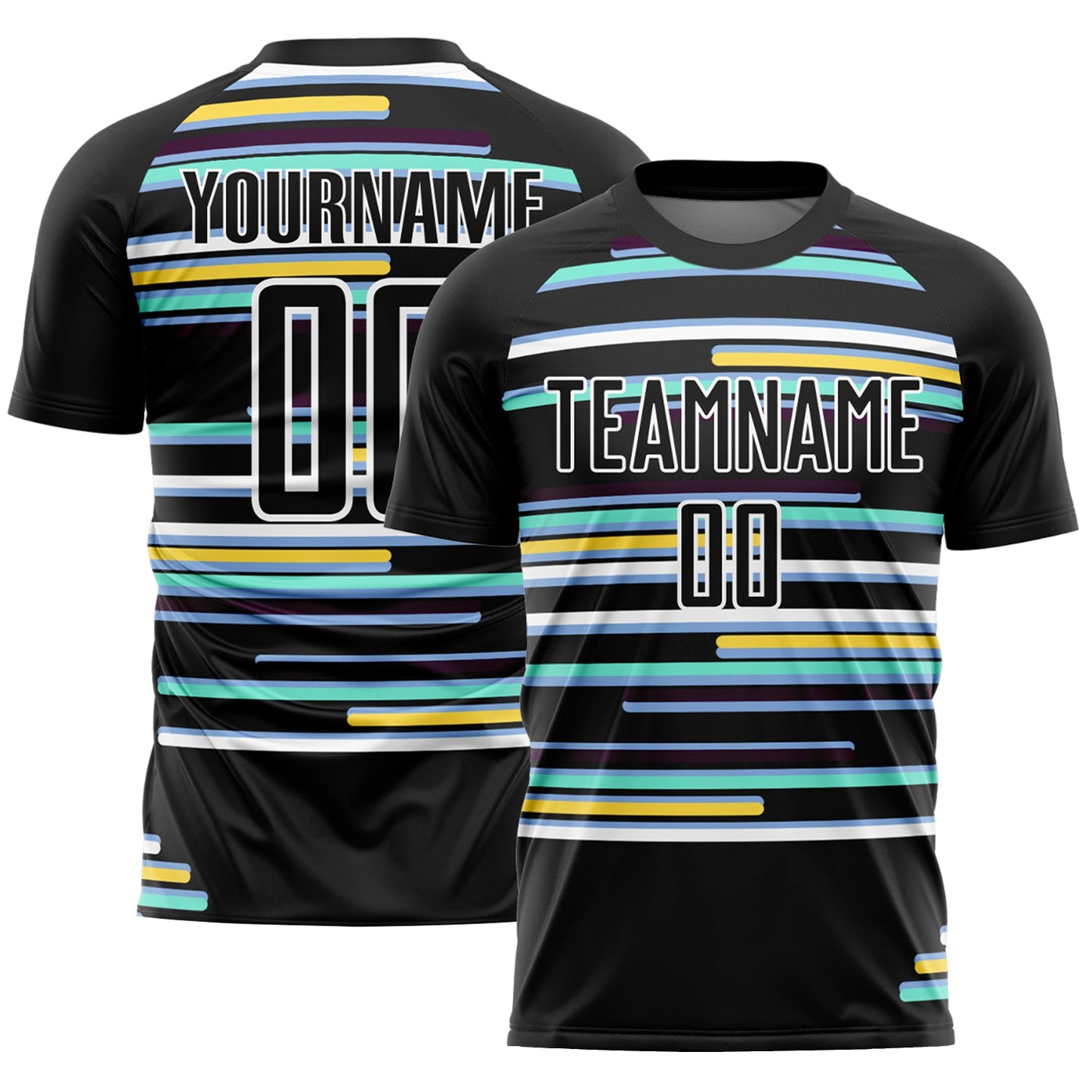 Custom Black White Lines Sublimation Soccer Uniform Jersey - Sky-Custom