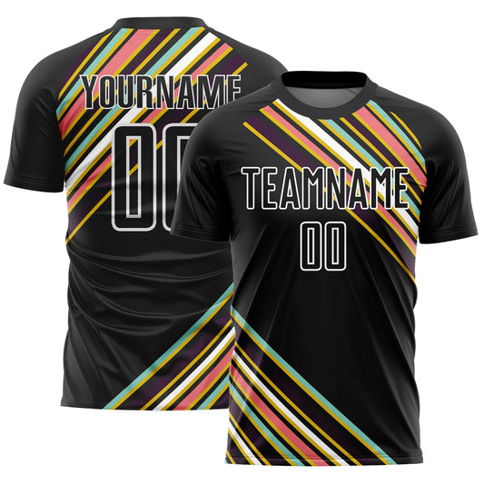 Custom Black White Lines Sublimation Soccer Uniform Jersey - Sky-Custom